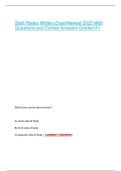Stott Pilates Written ExamNewest 2025 With  Questions and Correct Answers Graded A&plus;