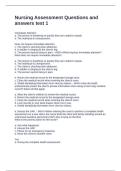 Nursing Assessment Questions and answers test 1