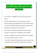 NURSA 1105 Final Exam Review &lpar;100 Questions&rpar; &vert; CNA Certification&comma; OBRA&comma; Infection Control&comma; Nutrition&comma; Safety