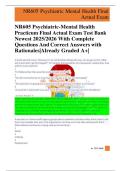 NR605 Psychiatric-Mental Health  Practicum Final Actual Exam Test Bank   With Complete  Questions And Correct Answers with  Rationales&vert;Already Graded A&plus;