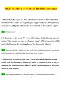 HESI Module 3&colon; Mental Health Concepts 2025 &vert; 100&percnt; Verified Q&A &vert; Graded A&plus;