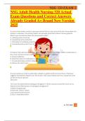 NSG Adult Health Nursing 320 Actual Exam Questions and Correct Answers Already Graded A&plus; Brand New Version 2025