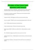 Principles of Real Estate Exam Questions with Answers