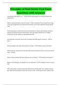 Principles of Real Estate Final Exam Questions with Answers