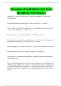 Principles of Real Estate Final Exam Questions with Answers