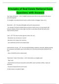 Principles of Real Estate Final Exam Questions with Answers
