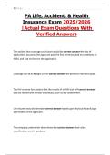 PA Life&comma; Accident&comma; & Health Insurance Exam 2025&sol;2026 &vert;Actual Exam Questions With Verified Answers