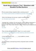 Earth Science Systems Test 1 Questions with  Detailed Verified Answers