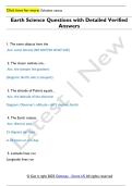 Earth Science Questions with Detailed Verified  Answers