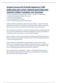 Virginia Commercial Pesticide Applicators CORE EXAM 2026-2027 LATEST VERSION QUESTIONS AND VERIFIED CORRECT ANSWERS JUST RELEASED  