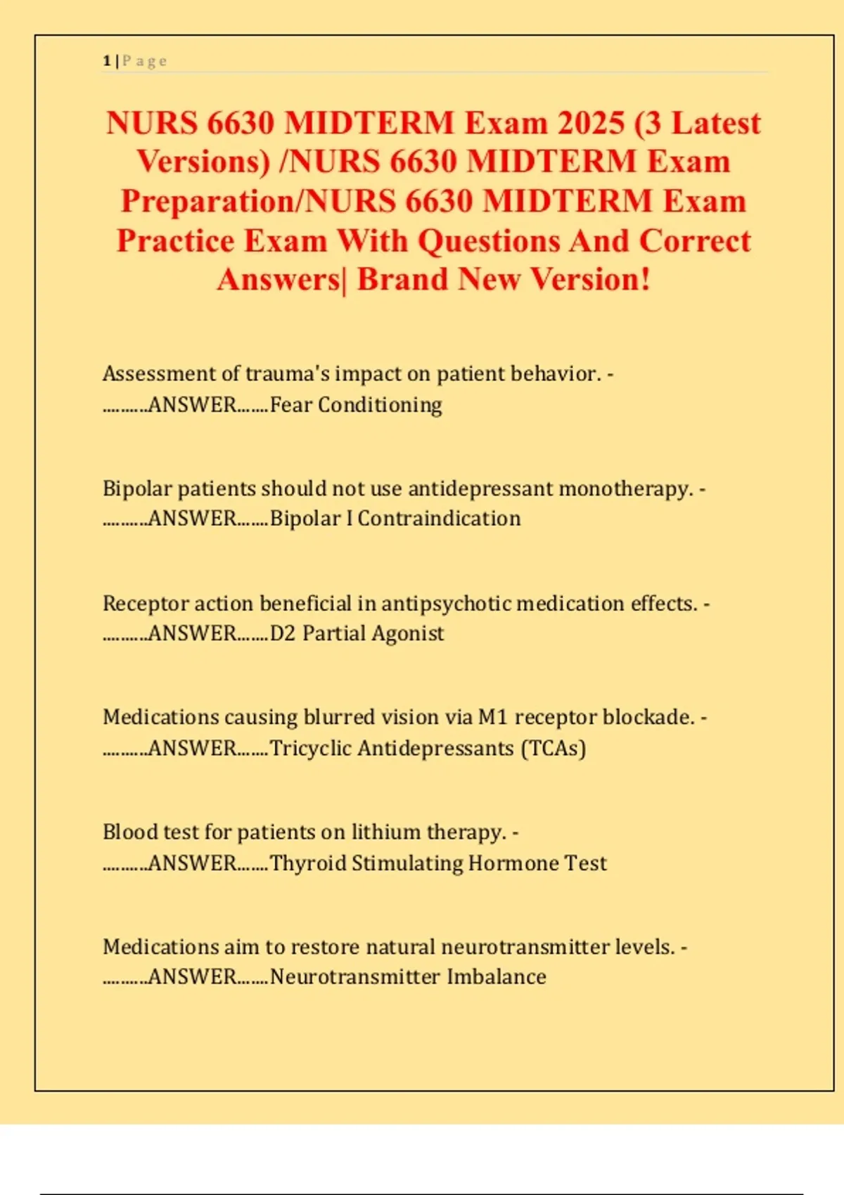 NURS 6630 MIDTERM Exam 2025 (3 Latest Versions) /NURS 6630 MIDTERM Exam ...