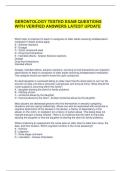 GERONTOLOGY TESTED EXAM QUESTIONS WITH VERIFIED ANSWERS LATEST UPDATE 