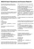 NSG310 Quiz 9 Questions and Answers Rated A&plus;