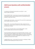 CQM Course Questions with verified detailed answers
