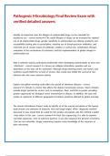 Pathogenic Microbiology Final Review Exam with verified detailed answers 