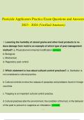 Pesticide Applicators Practice Exam Questions and Answers 2023 - 2024 &lpar;Verified Answers&rpar;
