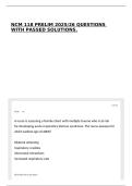 NCM 118 PRELIM 2025&sol;26 QUESTIONS WITH PASSED SOLUTIONS&period;