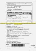 Pearson Edexcel Level 3 GCE Portuguese Advanced PAPER 2&colon; Translation into Portuguese and Written response to works QP JUNE 2025
