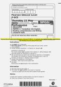 Pearson Edexcel Level 3 GCE Portuguese Advanced PAPER 1&colon; Translation into English&comma; Reading comprehension and Writing &lpar;research task&rpar; QP MAY 2025