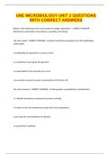 UNE MICROBIOLOGY UNIT 2 QUESTIONS WITH CORRECT ANSWERS &vert; RATED A&plus;