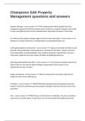 Champions SAE Property Management questions and answers 