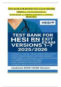 TEST BANK FOR HESI RN EXIT EXAM 2025&sol;2026 VERSIONS 1&ndash;7 &lpar;V1&comma; V2&comma; V3&comma; V4&comma; V5&comma; V6&comma; V7&rpar; &vert; RATED GRADE A&plus;&vert; 100&percnt; VERIFIED QUESTIONS & ANSWERS &vert;  &excl;&excl;&excl;&excl;&excl;NEW LATEST UPDATE&excl;&excl;&excl;&excl;&excl;