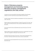 State of Montana property management pre-licensing course&comma; Montana property management regulations test fully solved