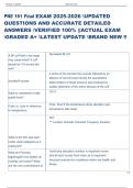 PNE 161 Final EXAM 2025-2026 UPDATED  QUESTIONS AND ACCURATE DETAILED  ANSWERS VERIFIED 100&percnt; &vert;&vert;ACTUAL EXAM  GRADED A&plus; LATEST UPDATE BRAND NEW &excl;&excl; 
