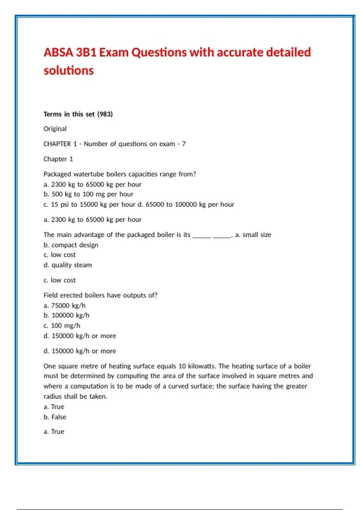ABSA 3B1 Exam Questions with accurate detailed solutions - ABSA - Stuvia US