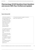 Pharmacology NCLEX Questions Exam Questions and Answers 100&percnt; Pass &vert;Verified and Updated