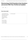 Pharmacology NCLEX Questions Exam Questions and Answers 100&percnt; Pass &vert;Verified and Updated