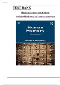 Test Bank - Human Memory 4th Edition by Gabriel Radvansky&comma; All 18 Chapters Covered&comma; Verified Latest Edition2025&excl;&excl;&excl;