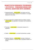 QUANTITATIVE RESEARCH TECHNIQUES  + STATISTICS – PEREGRINE BRAND NEW  OFFICIAL QUESTIONS WITH ANSWERS. 