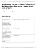 HESI Nutrition Practice EXAM 2025 &lpar;Actual Exam&rpar; Questions with verified Answers &lpar;Latest Update 2025&rpar; UPDATE&excl;&excl;