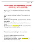 SCHOOL BUS TEST BRAND NEW OFFICIAL  QUESTIONS WITH ANSWERS&period; 