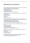 NUR 305 Exam 1 Questions with Solutions