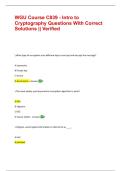 WGU Course C839 - Intro to Cryptography Questions With Correct Solutions &vert;&vert; Verified &vert;&vert;WGU 100&percnt; pass