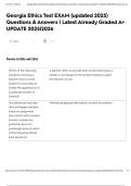 Georgia Ethics Test EXAM &lpar;updated 2025&rpar; Questions & Answers &vert; Latest Already Graded A&plus; UPDATE 2025&vert;2026