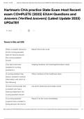 Hartman's CNA practice State Exam Most Recent exam COMPLETE &lpar;2025&rpar; EXAM Questions and Answers &lpar;Verified Answers&rpar; &lpar;Latest Update 2025&rpar; UPDATE&excl;&excl;