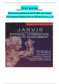 Test Bank - Physical Examination and Health Assessment, 4th Canadian Edition (Jarvis, 2025), Chapter 1-31 | All Chapters
