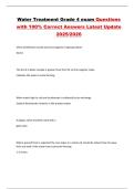Water Treatment Grade 4 exam Questions with 100&percnt; Correct Answers Latest Update 2025&sol;2026