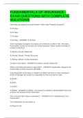 FUNDAMENTALS OF INSURANCE - EXAM QUESTIONS WITH COMPLETE SOLUTIONS