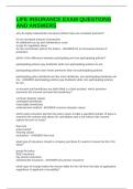 LIFE INSURANCE EXAM QUESTIONS AND ANSWERS