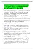 OHIO LIFE AND HEALTH INSURANCE PRACTICE FINAL EXAM QUESTIONS WITH COMPLETE ANSWERS