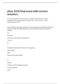 phys 1010 final exam with correct answers
