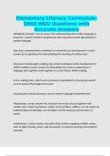 Elementary Literacy Curriculum- D668 WGU Questions with Accurate Answers