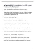 physics 1010 exam 1 study guide exam with correct answers