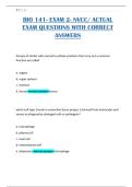 BIO 141- EXAM 2- NVCC&sol; ACTUAL EXAM QUESTIONS WITH CORRECT ANSWERS