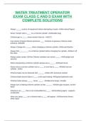 WATER TREATMENT OPERATOR EXAM CLASS C AND D EXAM WITH COMPLETE SOLUTIONS
