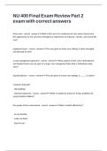 NU 400 Final Exam Review Part 2 exam with correct answers